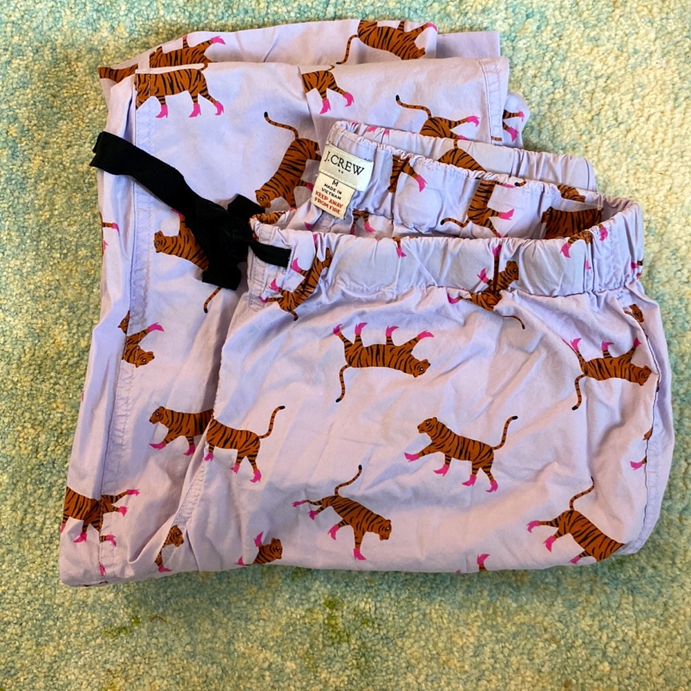 J. Crew Lavender “Tigers in Heels” Pajama Pants Medium